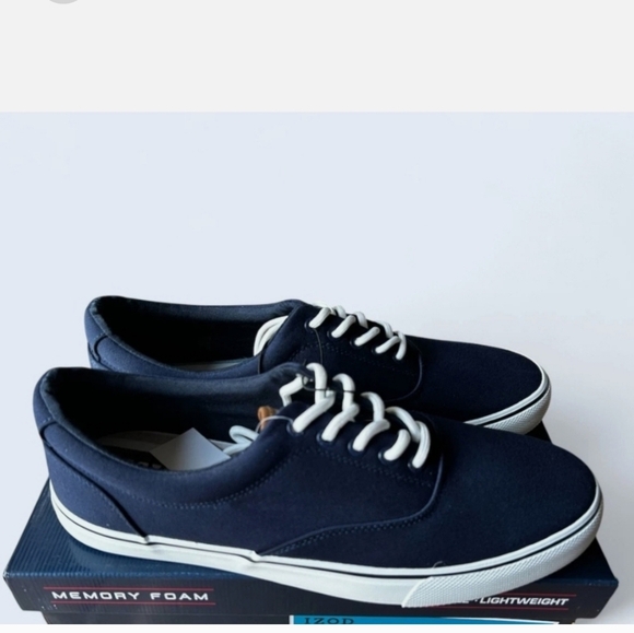 Izod Rangley Mens Canvas Lace Up Tennis Shoes Sneakers Grey New - Picture 2 of 8